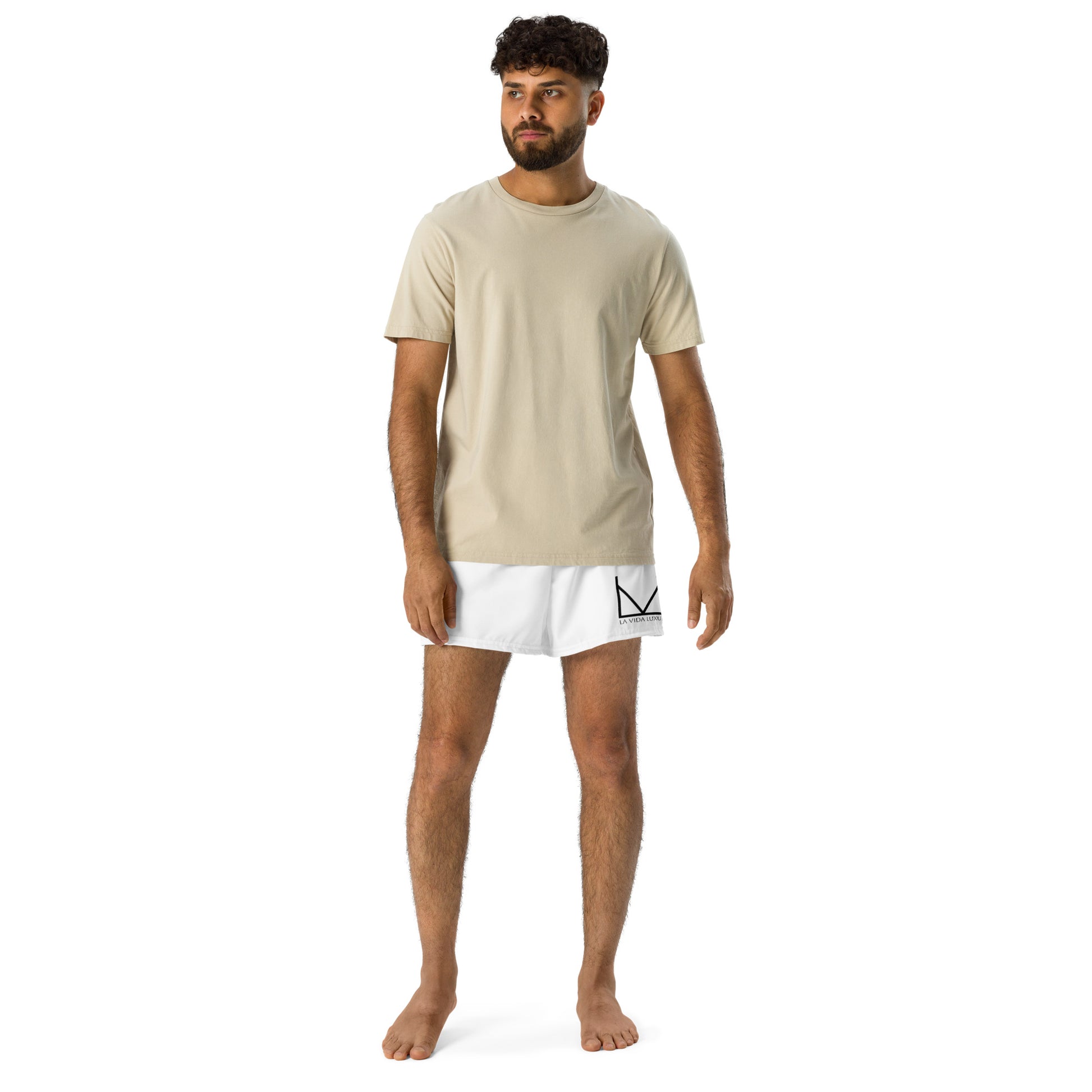 La Vida Luxur athletic shorts in white, designed for casual wear and active movement.